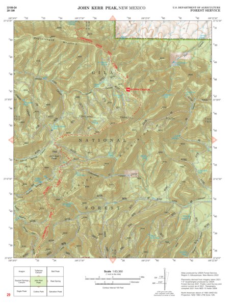 Gila National Forest Quadrangle Map: pg 29 John Kerr Peak Preview 1