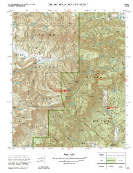 Gila National Forest Quadrangle Map: pg 26 Dillion Mountain Preview 1