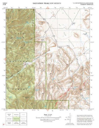 Gila National Forest Quadrangle Map: pg 37 Salvation Peak Preview 1