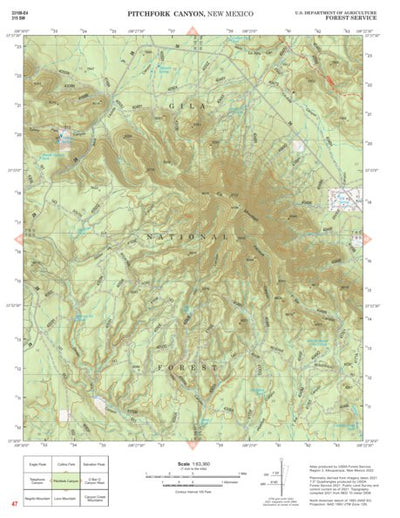 Gila National Forest Quadrangle Map: pg 47 Pitchfork Canyon Preview 1