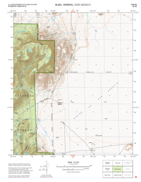 Gila National Forest Quadrangle Map: pg 30 Rael Spring Preview 1