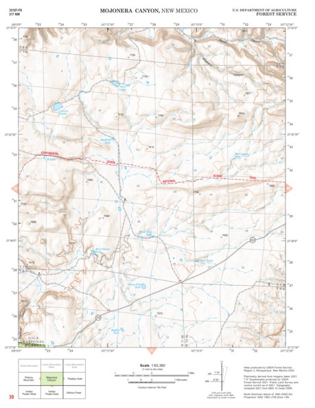 Gila National Forest Quadrangle Map: pg 39 Mojonera Canyon Preview 1