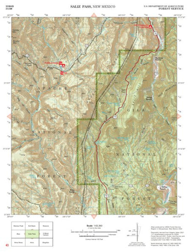 Gila National Forest Quadrangle Map: pg 43 Saliz Pass Preview 1