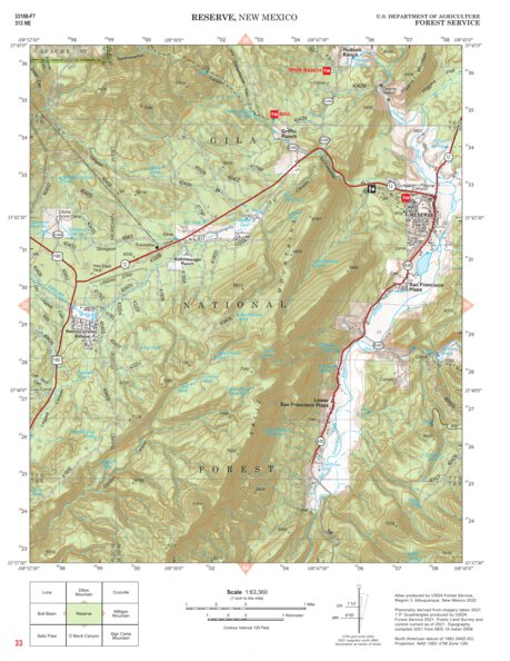 Gila National Forest Quadrangle Map: pg 33 Reserve Preview 1
