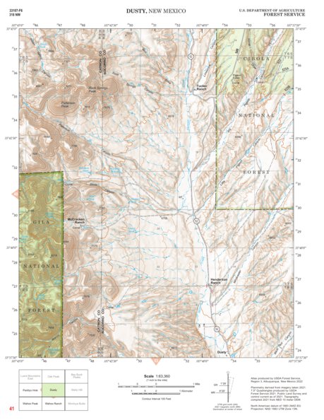 Gila National Forest Quadrangle Map: pg 41 Dusty Preview 1