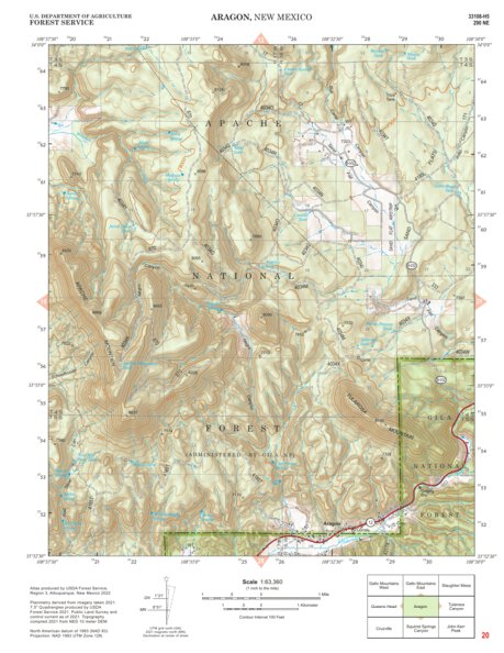 Gila National Forest Quadrangle Map: pg 20 Aragon Preview 1