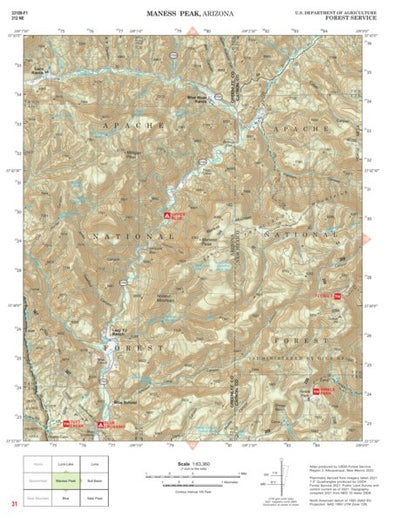 Gila National Forest Quadrangle Map: pg 31 Maness Peak Preview 1