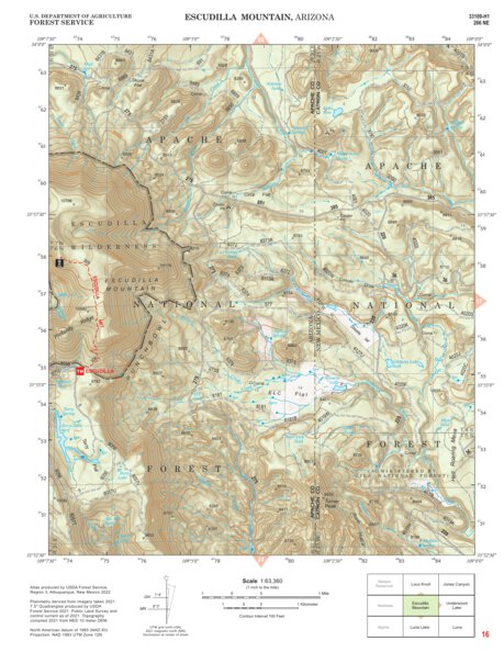 Gila National Forest Quadrangle Map: pg 16 Escudilla Mountain Preview 1