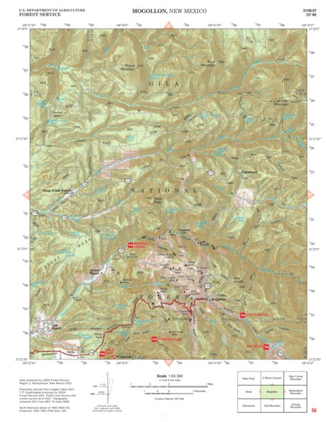 Gila National Forest Quadrangle Map: pg 56 Mogollon Preview 1