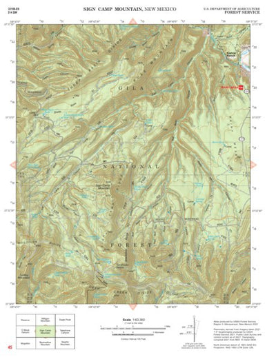 Gila National Forest Quadrangle Map: pg 45 Sign Camp Mountain Preview 1
