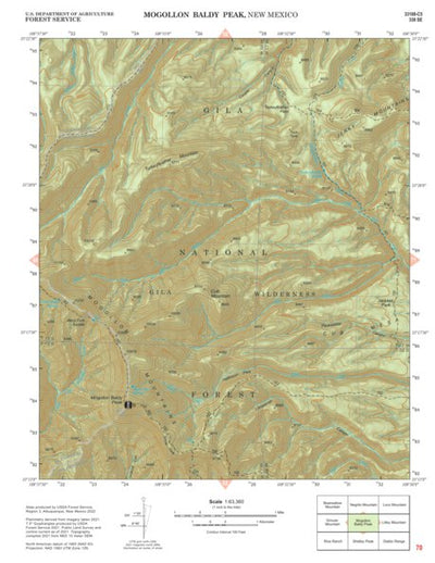 Gila National Forest Quadrangle Map: pg 70 Mogollon Baldy Peak Preview 1