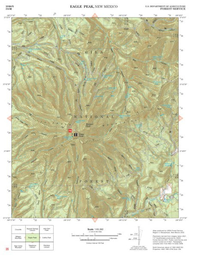 Gila National Forest Quadrangle Map: pg 35 Eagle Peak Preview 1