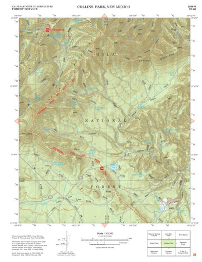 Gila National Forest Quadrangle Map: pg 36 Collins Park Preview 1
