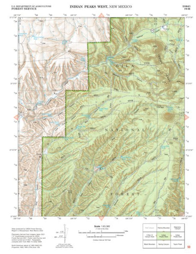 Gila National Forest Quadrangle Map: pg 50 Indian Peak West Preview 1