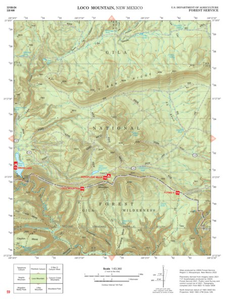 Gila National Forest Quadrangle Map: pg 59 Loco Mountain Preview 1