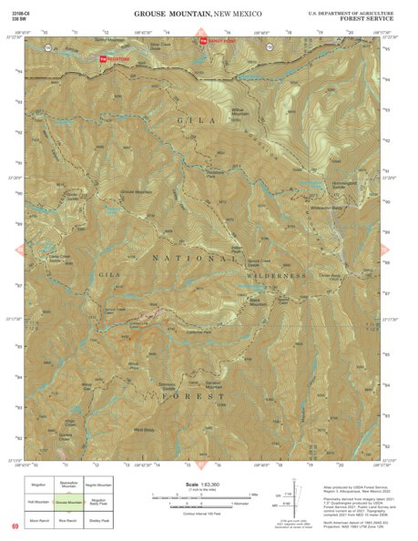 Gila National Forest Quadrangle Map: pg 69 Grouse Mountain Preview 1
