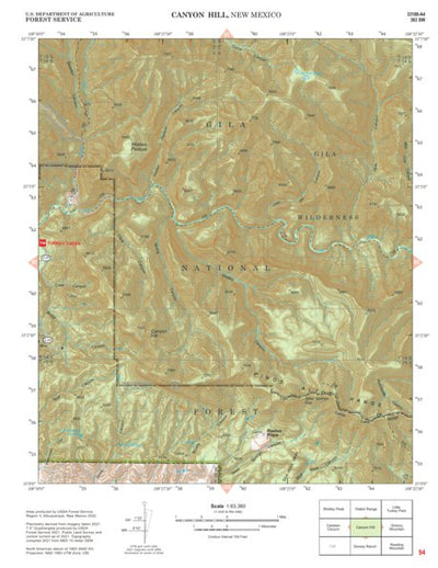 Gila National Forest Quadrangle Map: pg 94 Canyon Hill Preview 1