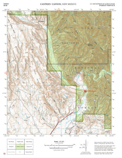 Gila National Forest Quadrangle Map: pg 93 Canteen Canyon Preview 1