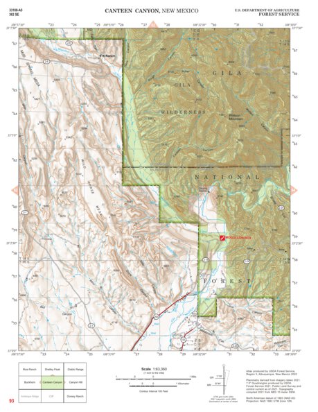 Gila National Forest Quadrangle Map: pg 93 Canteen Canyon Preview 1