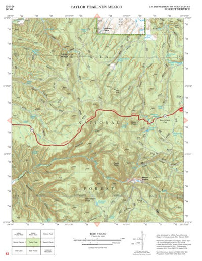 Gila National Forest Quadrangle Map: pg 63 Taylor Peak Preview 1