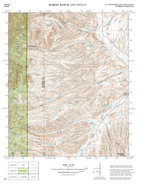 Gila National Forest Quadrangle Map: pg 53 Wahoo Ranch Preview 1