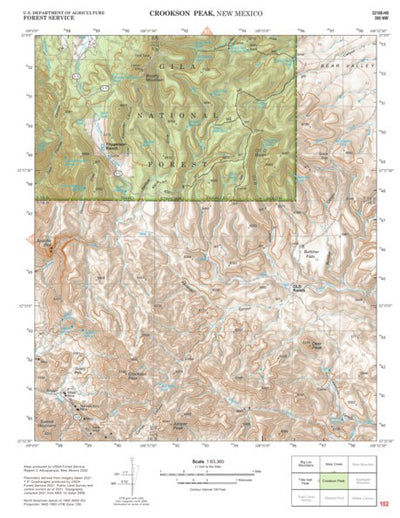 Gila National Forest Quadrangle Map: pg 102 Crookson Peak Preview 1