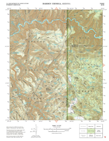 Gila National Forest Quadrangle Map: pg 78 Harden Cienega Preview 1