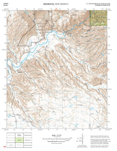 Gila National Forest Quadrangle Map: pg 119 Redrock Preview 1