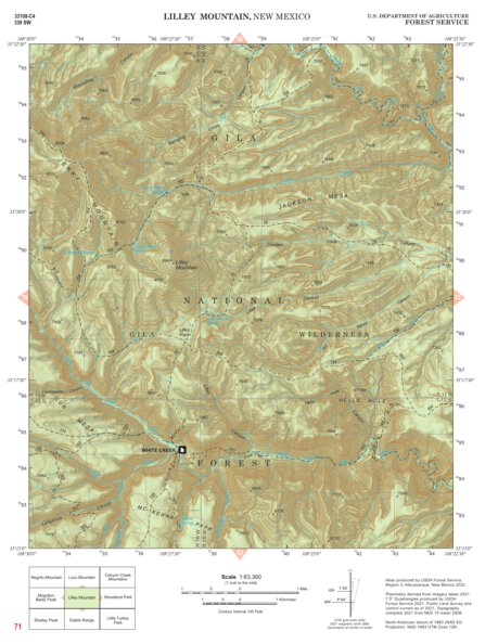 Gila National Forest Quadrangle Map: pg 71 Lilley Mountain Preview 1