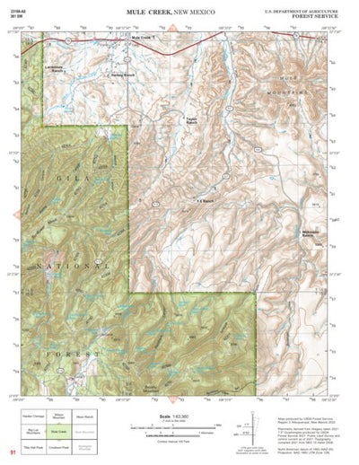 Gila National Forest Quadrangle Map: pg 91 Mule Creek Preview 1