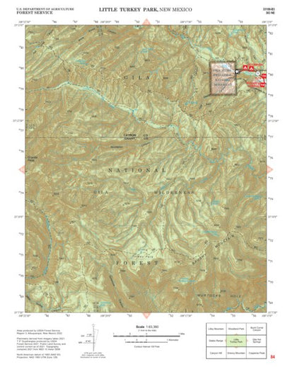 Gila National Forest Quadrangle Map: pg 84 Little Turkey Park Preview 1