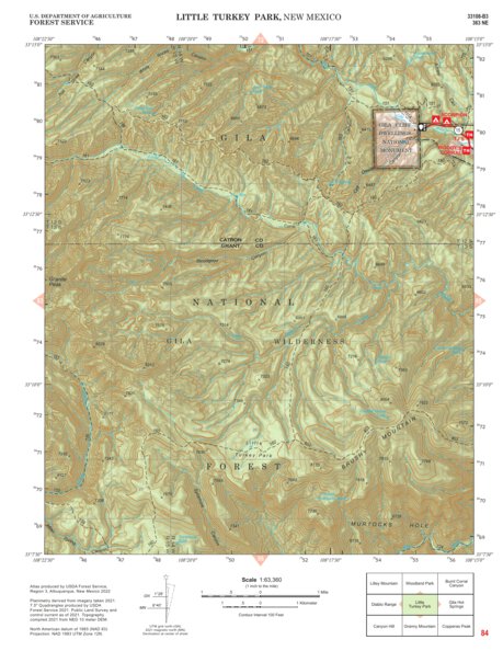 Gila National Forest Quadrangle Map: pg 84 Little Turkey Park Preview 1