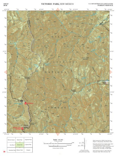 Gila National Forest Quadrangle Map: pg 99 Victorio Park Preview 1