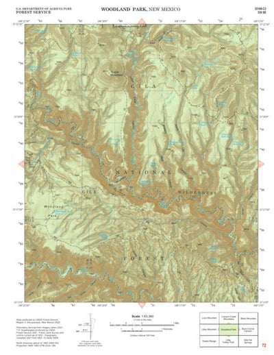 Gila National Forest Quadrangle Map: pg 72 Woodland Park Preview 1