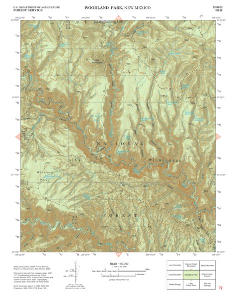 Gila National Forest Quadrangle Map: pg 72 Woodland Park Preview 1