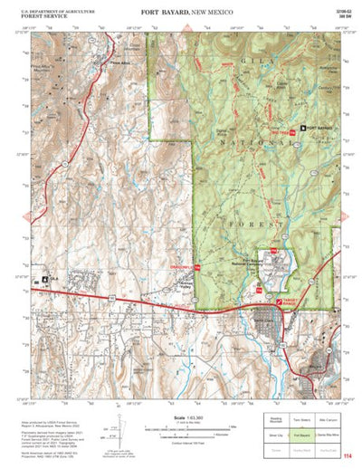 Gila National Forest Quadrangle Map: pg 114 Fort Bayard Preview 1