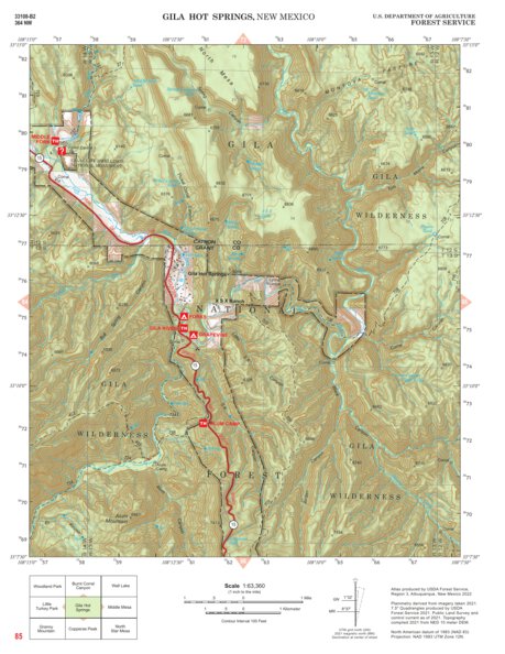 Gila National Forest Quadrangle Map: pg 85 Gila Hot Springs Preview 1