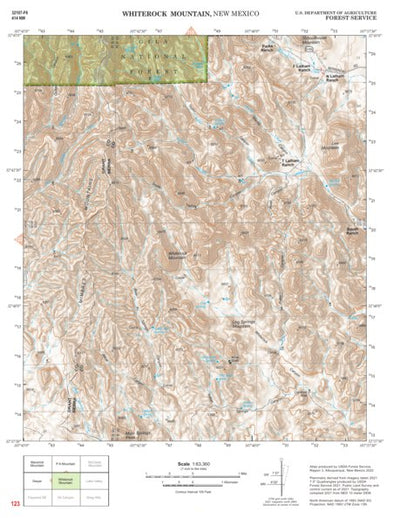 Gila National Forest Quadrangle Map: pg 123 Whiterock Mountain Preview 1