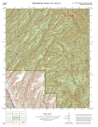 Gila National Forest Quadrangle Map: pg 107 Hendricks Peak Preview 1