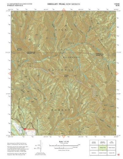 Gila National Forest Quadrangle Map: pg 82 Shelley Peak Preview 1