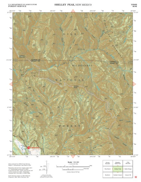 Gila National Forest Quadrangle Map: pg 82 Shelley Peak Preview 1