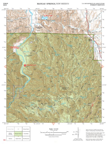 Gila National Forest Quadrangle Map: pg 111 Mangas Springs Preview 1