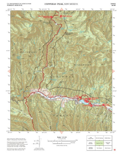 Gila National Forest Quadrangle Map: pg 96 Copperas Peak Preview 1