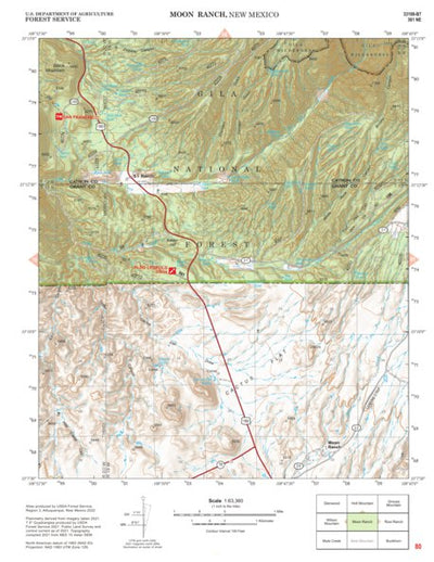 Gila National Forest Quadrangle Map: pg 80 Moon Ranch Preview 1