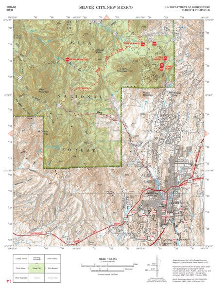 Gila National Forest Quadrangle Map: pg 113 Silver City Preview 1