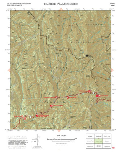 Gila National Forest Quadrangle Map: pg 108 Hillsboro Peak Preview 1