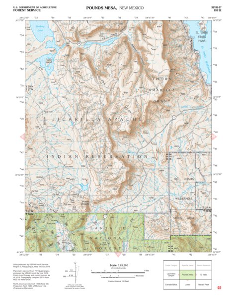 Santa Fe National Forest Quadrangle Map: pg 02 Pounds Mesa Preview 1