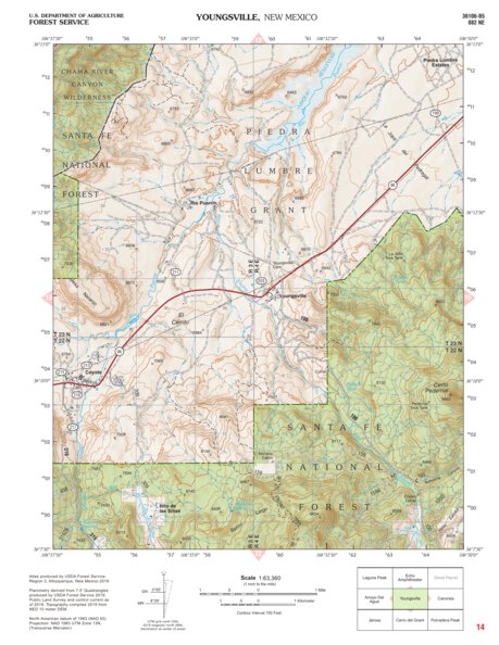 Santa Fe National Forest Quadrangle Map: pg 14 Youngsville Preview 1