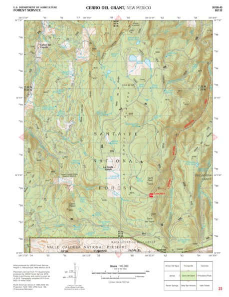 Santa Fe National Forest Quadrangle Map: pg 22 Cerro del Grant Preview 1
