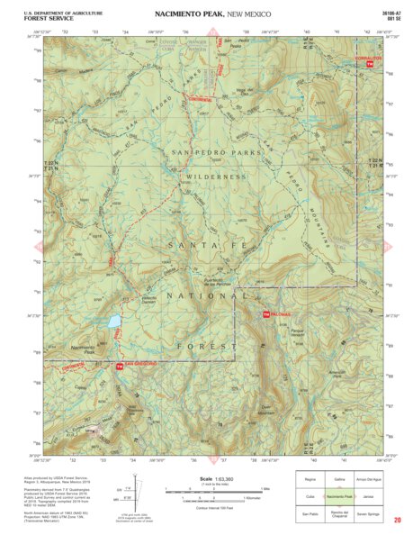 Santa Fe National Forest Quadrangle Map: pg 20 Nacimiento Peak Preview 1